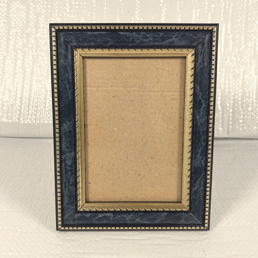 Blue Marbled and Gold Ornate 4x6 Tabletop Picture Frame Classic Decor